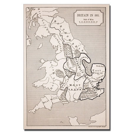 'Map Of Britain In 593' Canvas Art,16x24